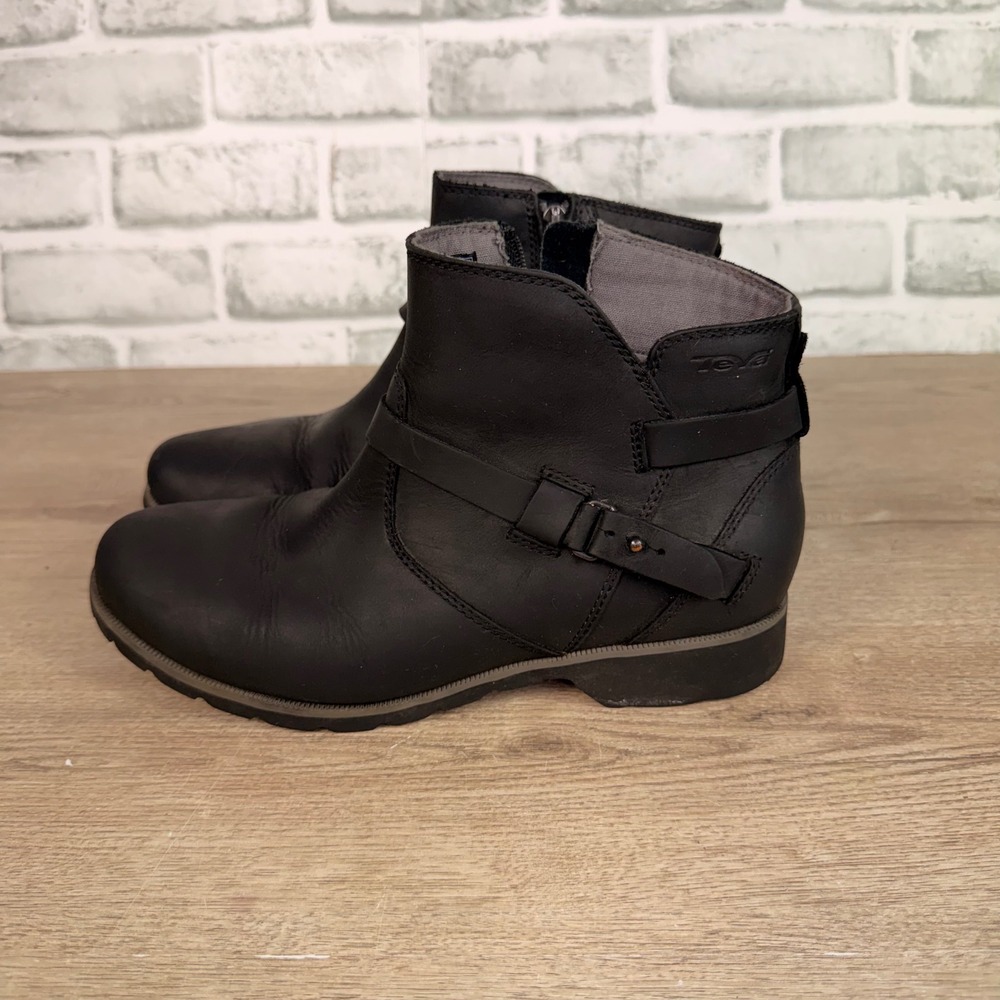 Teva Foxy Ankle Boot Buckle Strap Black Womens 8.5